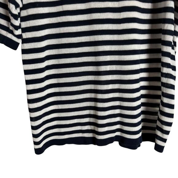 Zara French Striped Scoop Neck Short Sleeve Oversized Linen Blend Tee Size Small - Picture 4 of 7